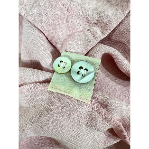 Fonte Mens Medium Button Up Camp Shirt Pastel Pink 100% Washed Silk Vintage - Picture 5 of 8